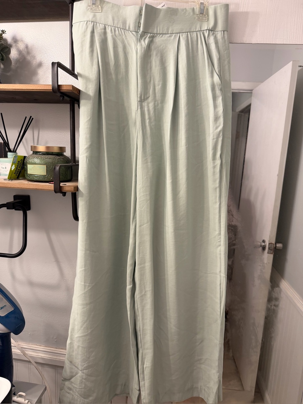 Zara  Light Sage Wide-Leg Pants